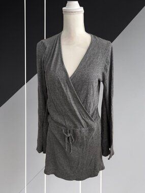 CHASOR Gray V Neck Wrap Dress Size Medium NEW NWT
